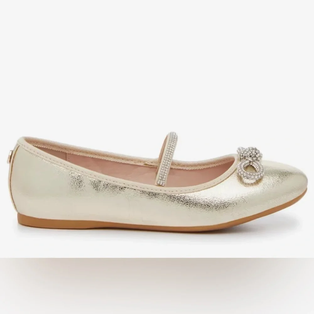 Nina Gold Kids Dress Shoes with Bow NWT